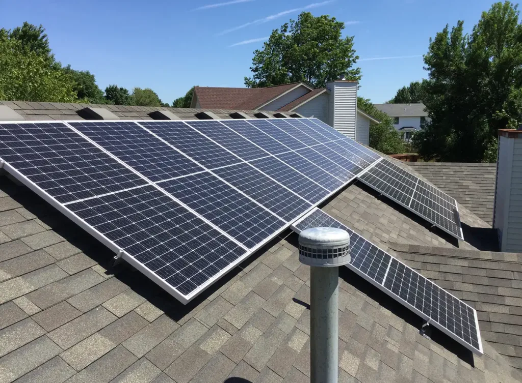 solar energy panels installed on a residential roof central illinois