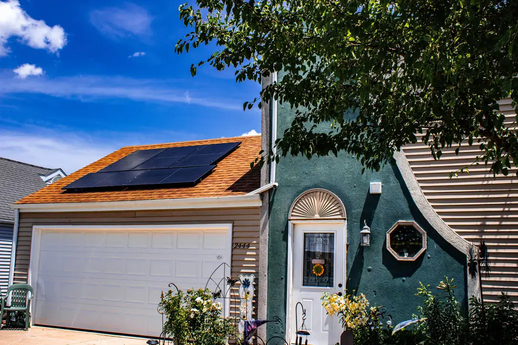 springfield illinois - solar panel installed on roof above garage
